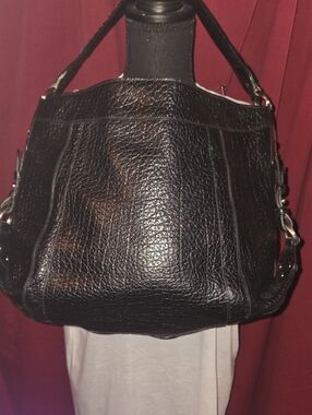 Kenneth Cole Black Textured Leather Shoulder Bag